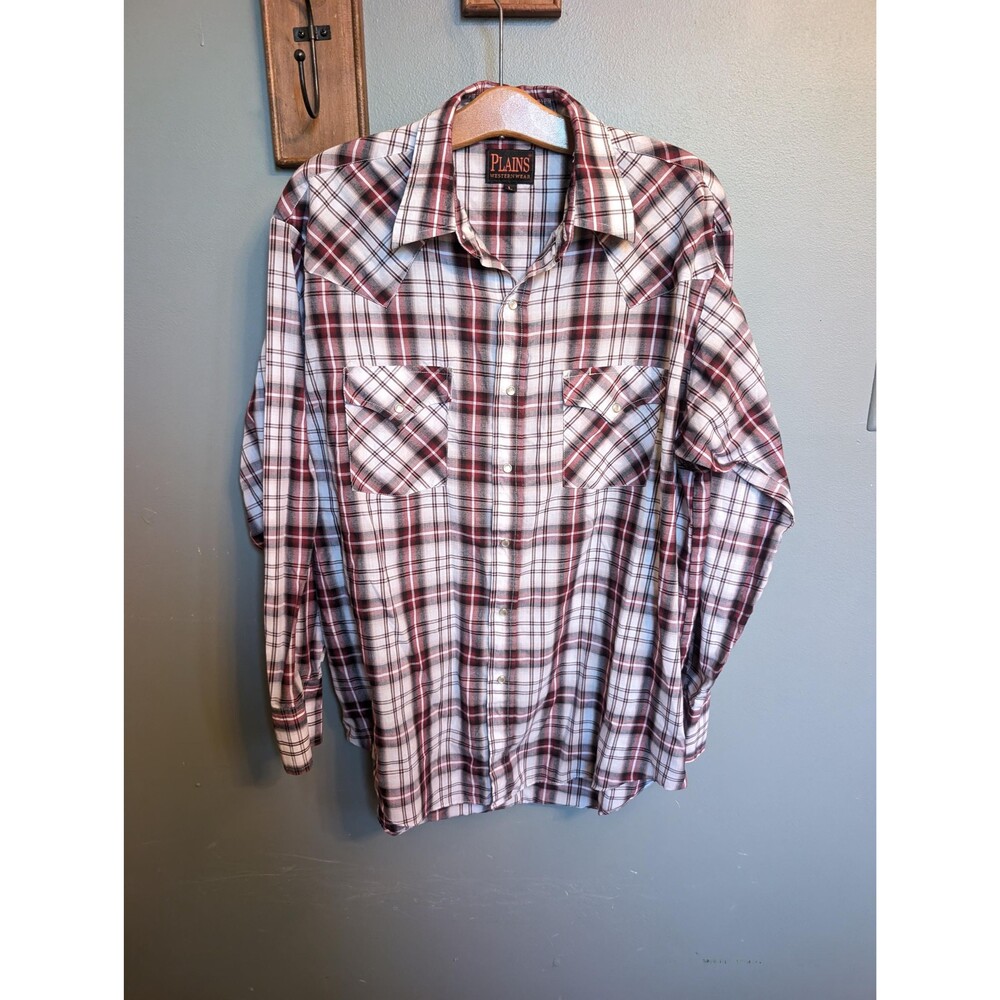 Vintage Mens Western Shirt: Plains Western Wear Shirt Size L